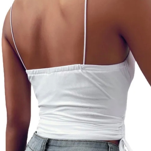 New Women’s Cowl Neck White Satin Tie Side top Sz S - Picture 2 of 7